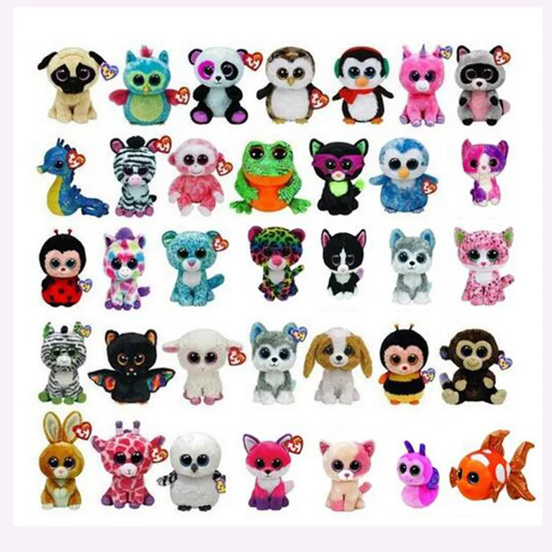 Ty Beanie Boos Big Eyes Owl Unicorn Cat Elephant Penguin Deer Lion Foxy Dog Rabbit Giraffe Monkey Stuffed Animals Plush Toys