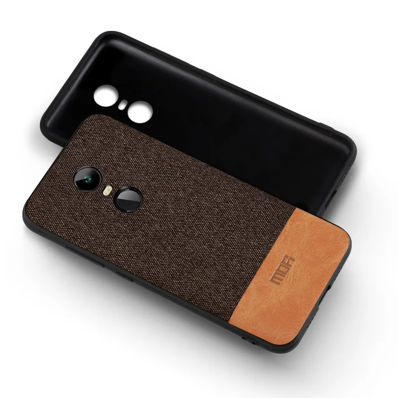 Чехол для Xiaomi Redmi 5 Plus, тканевый чехол, силиконовый защитный чехол s capas MOFi, чехол Redmi5 - Цвет: coffee with brown