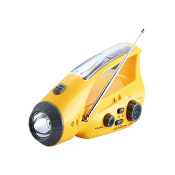 

Solar Power LED Flashlight Hand Crank Dynamo Outdoor Emergency Flashlight Camping Light FM AM Radio USB Charger For Phone