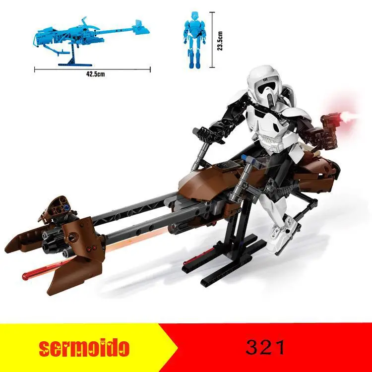 

2017 NEW 321 452pcs StarWars Imperial Storm Scout Troopers Speeder Bike Building Block Compatible Blocks 75532 Brick Toys