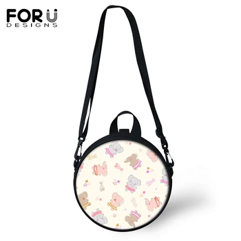 

FORUDESIGNS Kindergarden Baby Round Shape Bags Cartoon Dogs & Elephant Women Messenger Bags Kawaii Animal Pattern Circular Bags