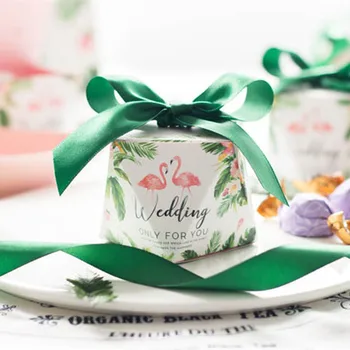 

Free shipping diamond shape pink green paper bride shower bear favor box for guest ,TMULEI11