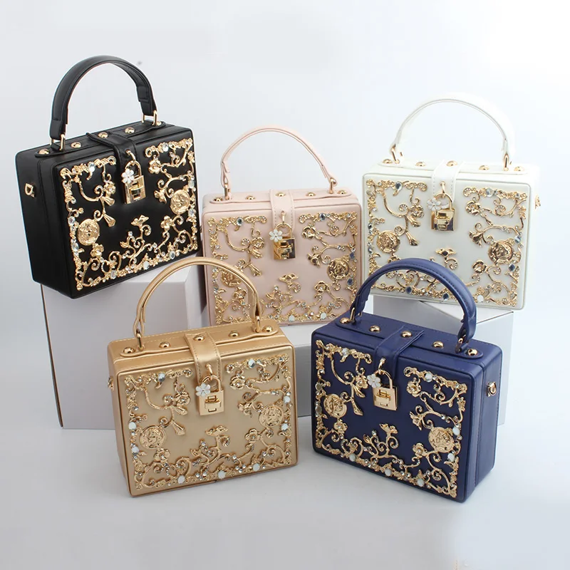 Fashion Women Evening Bag 2019 Ladies Pu Leather Clutches Box Elegant Shoulder Bag Crossbody Wallet Flower Metal Hasp Handbag Fashion Women Evening Bag 2019 Ladies Pu Leather Clutches Box Elegant Shoulder Bag Crossbody Wallet Flower Metal Hasp Handbag
