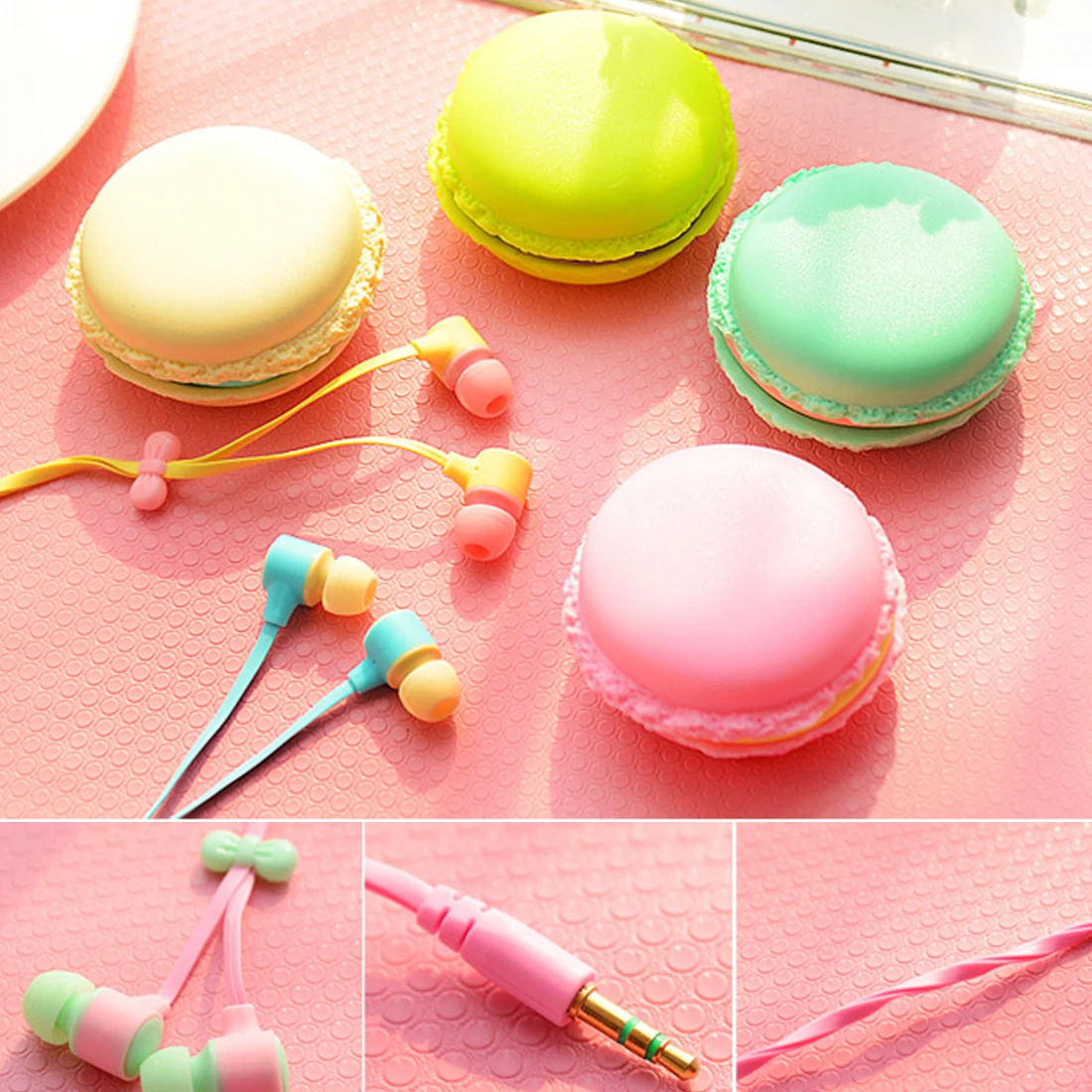 Cute Kawaii Wired Macaroon Earphones 3.5mm In Ear Earphone With