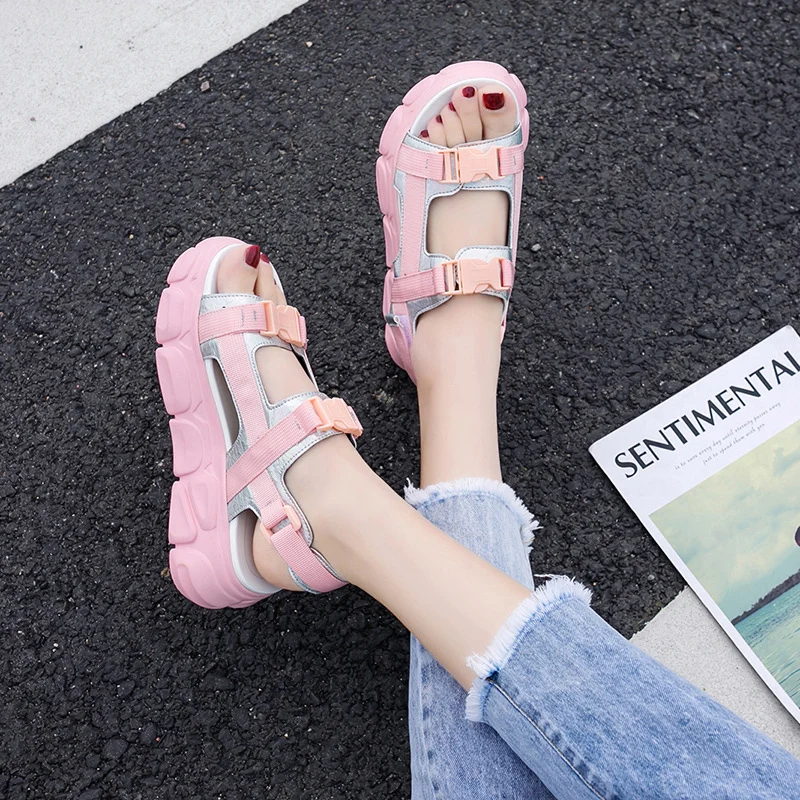Women's Chunky Sandals 2019 Summer Casual Platform Sandals For Woman Shoes Rubber Sole Summer Woman Shoes Female Beach Sandal