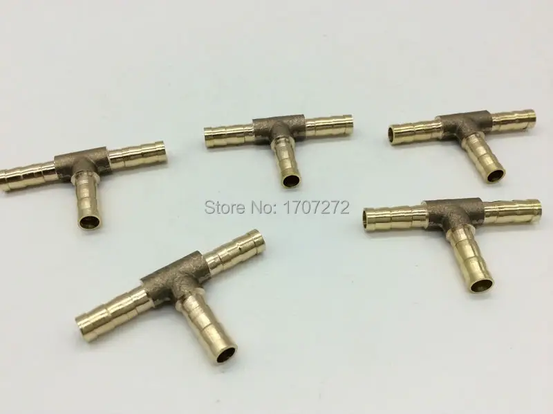 

free shopping (3pcs/lot) Copper pipe fitting 3-Way T type quick connector pagoda joint 6mm 8mm 10mm 12mm