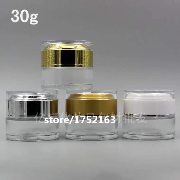 20G and 30G each 50pcs CLEAR GLASS Cream Jars,Cosmetic Container,Eye