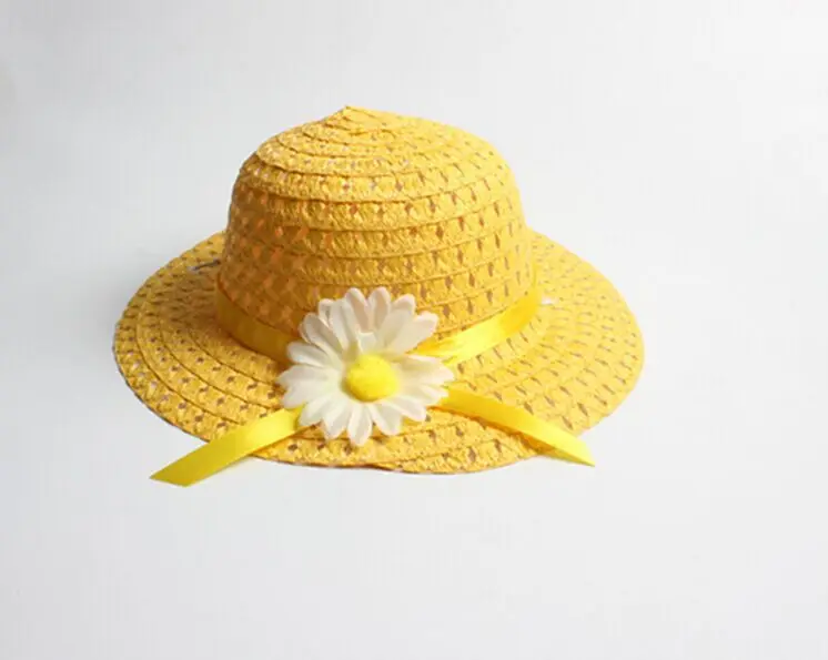 1 шт. Лидер продаж летом девушка цветы Защита от Солнца шляпа с цветами для девочек шелк бутона костюм Детская сумка и шляпа 9 Цвета - Цвет: yellow hat