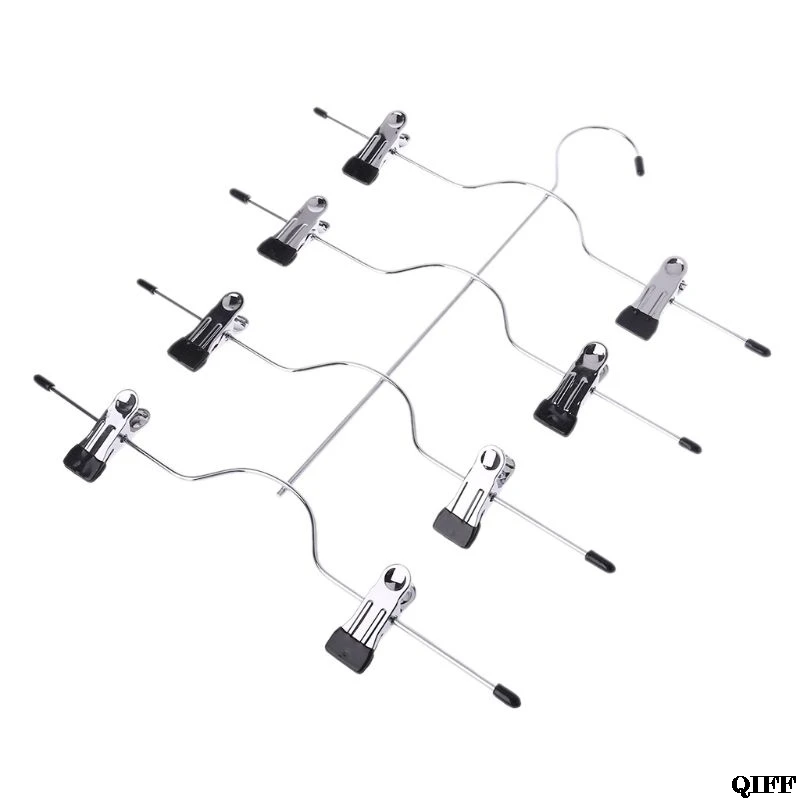 Прямая поставка Многофункциональный 4 Слои Нержавеющая сталь брюки вешалка зажим юбка с 8 Зажимы для хранения Организатор сэкономить пространство May30