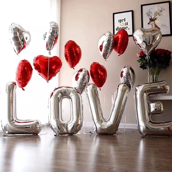 

32inch Gold Silver Letter Foil Balloon Love Helium Air Balloons Happy Birthday Gifts Decorations Wedding Ballons Party Supplies