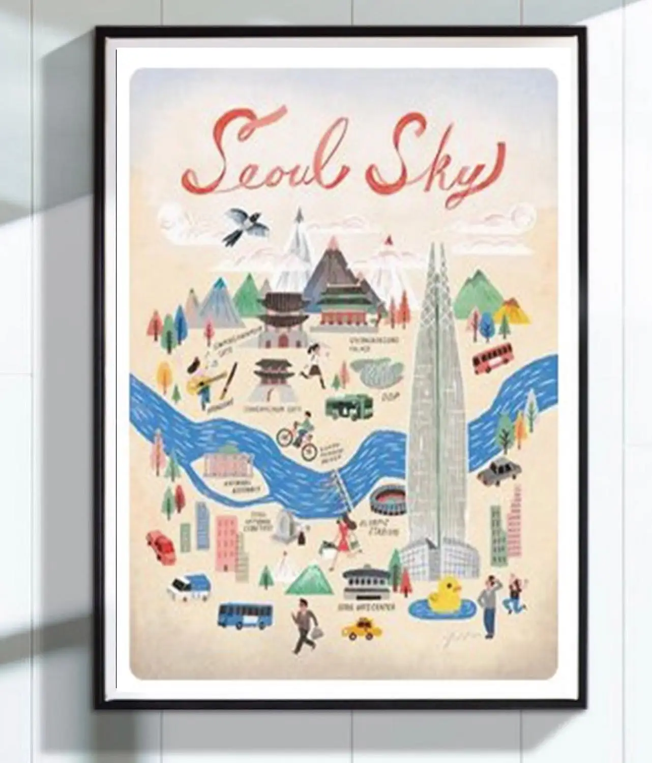 

City Elements of Seoul South Korea Travel Tour Retro Vintage Poster Canvas Painting DIY Wall Paper Posters Home Decor Gift