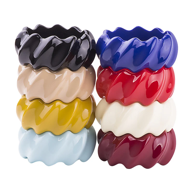 Trendy Fashion Resin Cuff Bracelets Bangles for Women New Vintage Simple Charm Geometric Wave Bracelet Girls Jewelry Female (2)