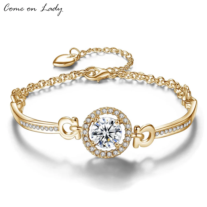 Buy Cubic Zirconia Zircon Stone Fashion Charm Bracelets & Bangles Rose Gold