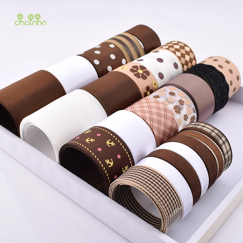 

Chainho,24 Design Coffee Colour Series,Mixed Ribbon Set,For DIY Handmade Gift,Craft,Packing,Hair & Wedding Accessories Materials