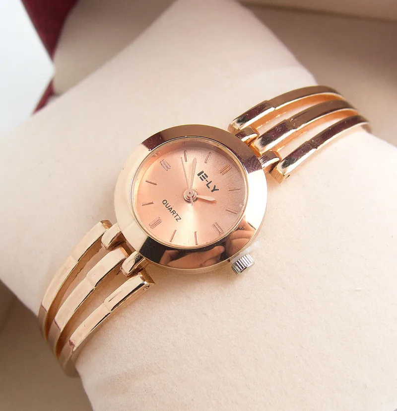 Лидер продаж, модные часы с браслетом из розового золота для женщин, женская одежда, кварцевые наручные часы Relogio Feminino E059 - Цвет: Золотой