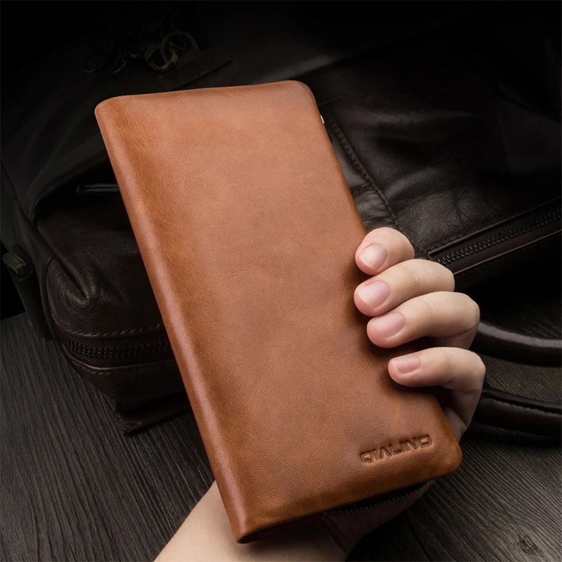 QIALINO кобура для iPhone 7 и iPhone 7 Plus кожаный чехол-бумажник, Изготовленный вручную чехол для iPhone 6s слоты для карт 4,7/5,5 дюймов