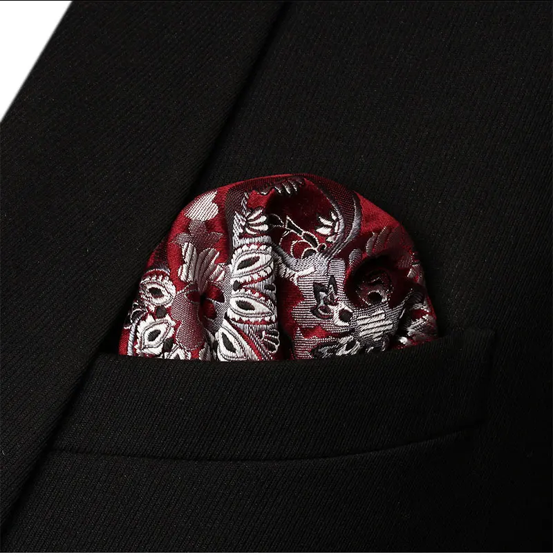 Вечерние свадебные классические платок галстук TZP10R8S3 Красный Пейсли 3,4 "Шелковый Для мужчин Галстук платок Запонки Набор