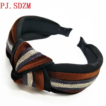 

Twisted Women Fabric Hair Accessory Comfortable Chic Retro Female Hairband Patchwork New Knotted Hairwear Hair Decoration HB0146