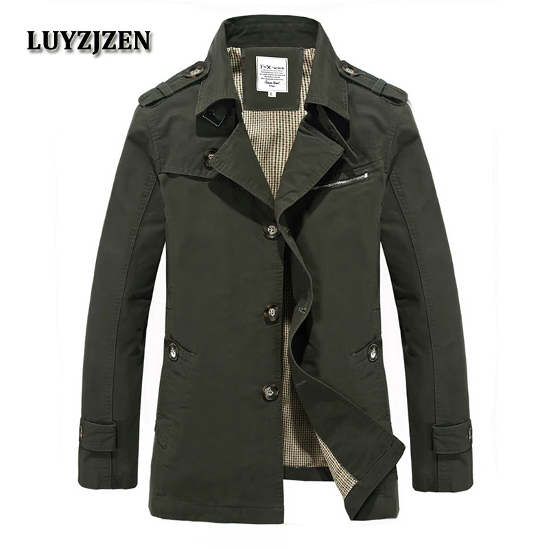 

Spring Autumn Long Jackets Long Coats Army Green Top Designed Mens Jacket Coat Turn Down Collar England Style Dropshipping Hot 9