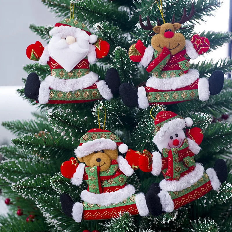 

2019 Merry Christmas Ornaments Christmas Gift Santa Claus Snowman Tree Toy Doll Hang Decorations for Home