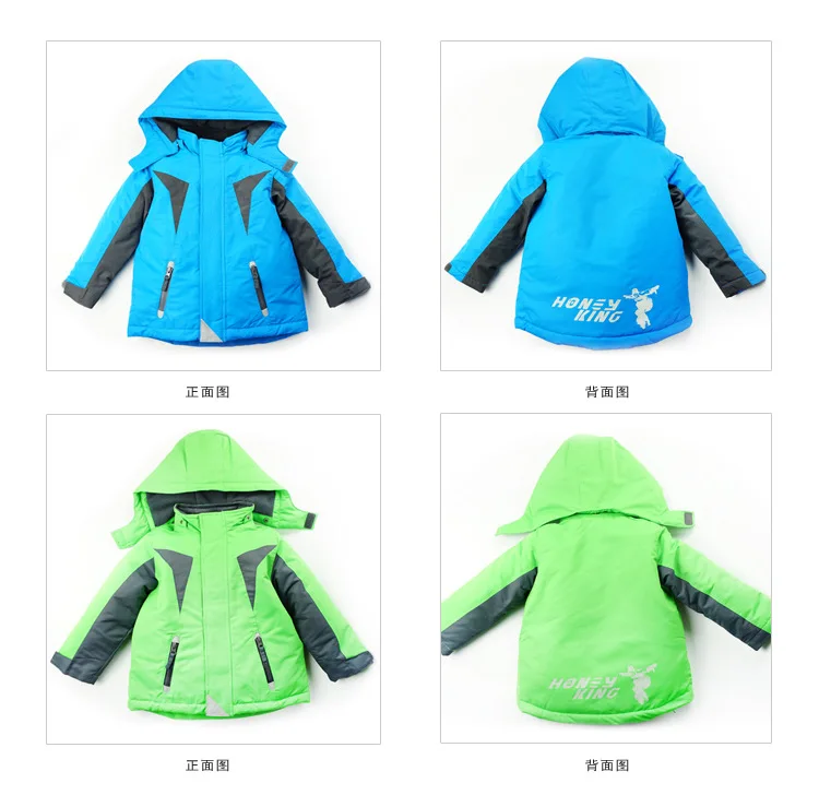 Осенне-зимняя ветрозащитная куртка для мальчиков водонепроницаемая куртка детское зимнее Стеганое пальто синего и зеленого цвета Размеры от 98 до 128