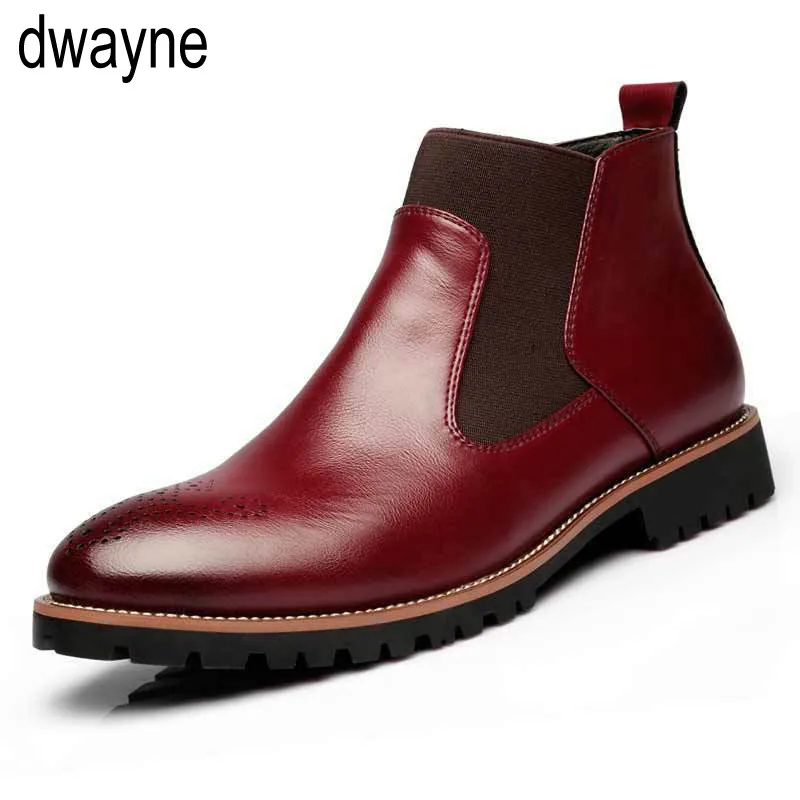 

New Men's Chelsea Boots Ankle Boots Big size Black/Brown/Wine Red British Style Man Boots soft Leather Free shipping dfv56