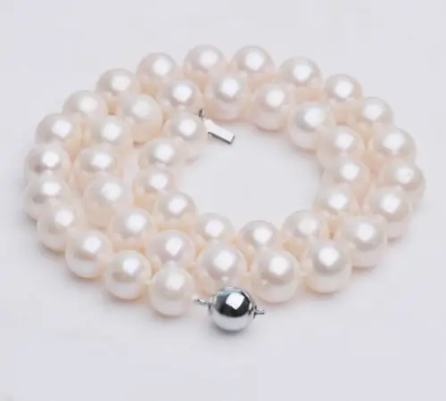 

Jew3112 AAA Akoya White Pearl Necklace Handmade 925 Silver