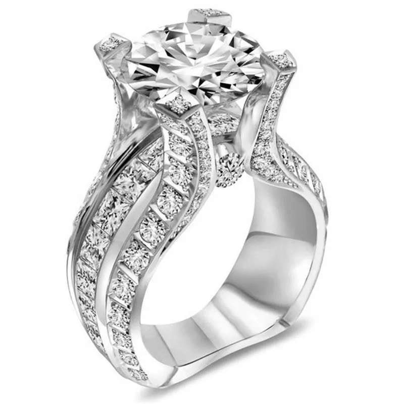 

Large Size Romantic Cubic Zirconia Rings For Women 2018 Decorative Pattern Trendy Zinc Female Rings Jewelry Bijouterie Wholesale