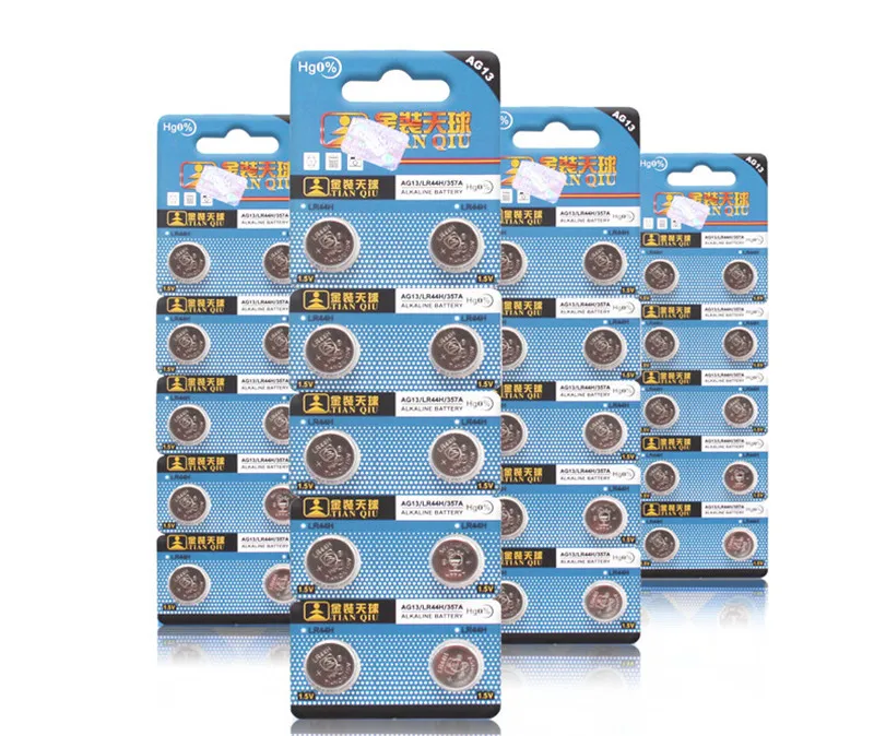 10 шт/карта AG13 кнопочные батареи A76 LR44 батарея 1 55 V LR44H 357 R44 SR1154 LR1154 для монет