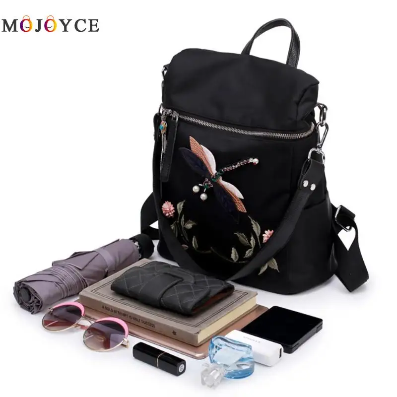 2 maneras de llevar Mochila Retro mujer chica adolescente libélula bordado Nylon escuela hombro bolso mujer Mochila femenina 2 maneras de llevar Mochila Retro mujer chica adolescente libélula bordado Nylon escuela hombro bolso mujer Mochila femenina