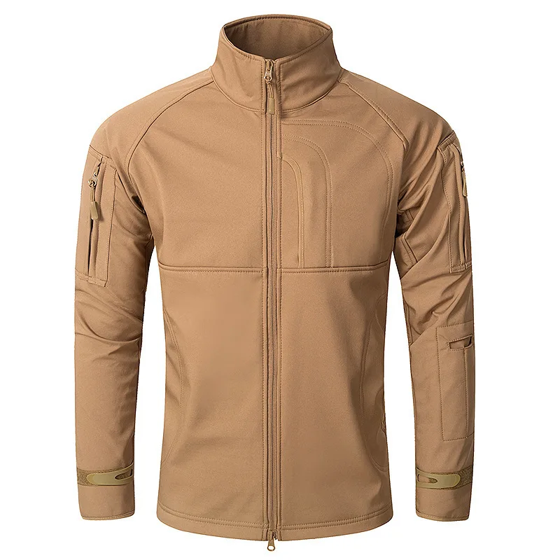 khaki Hunting Climbing Trainning Male Coat Tactical Men Camouflage Windbreaker Softshell Shark Skin Outdoor Waterproof Trekking Jacket - Цвет: khaki