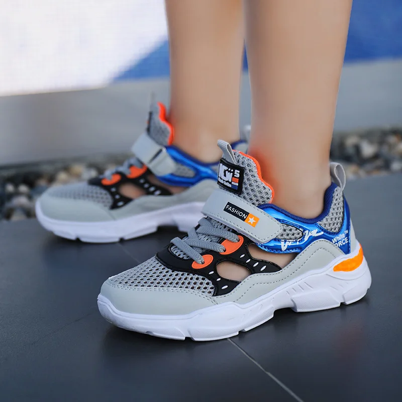 

Boys shoes 2019 new summer breathable single mesh face hollow summer models big boy boy net shoes children's sports