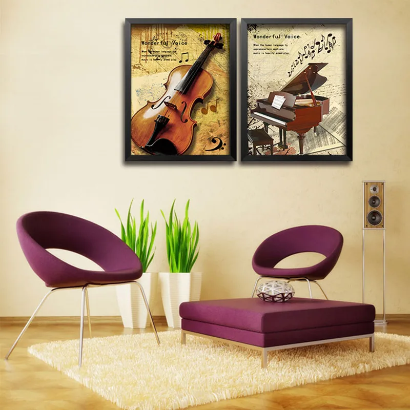 

Modern Fashion Art Canvas Prints Music Posters Piano Violin on canvas Wall Picture for Piano hall bar Home Decor No Frame DP0150