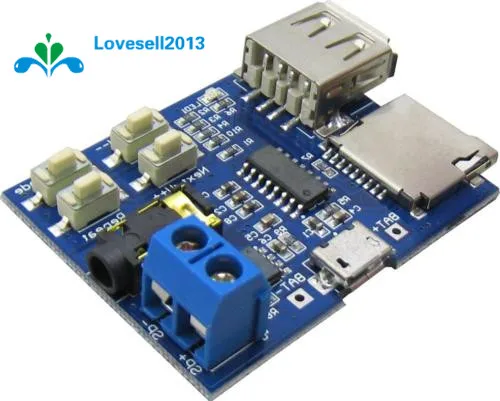 

1Pcs TF Card U Disk MP3 Format Decoder Board Mirco USB Port Amplifier Decoding Audio Player Module 3.7-5.5V Free Shipping