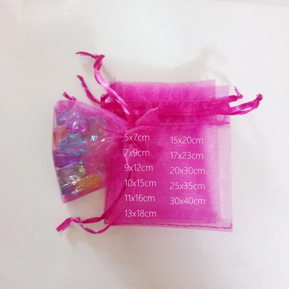 

1000pcs Rose Red Gift Bags For Jewelry Bags And Packaging Organza Bag Drawstring Bag Wedding/Woman Storage Display Pouches