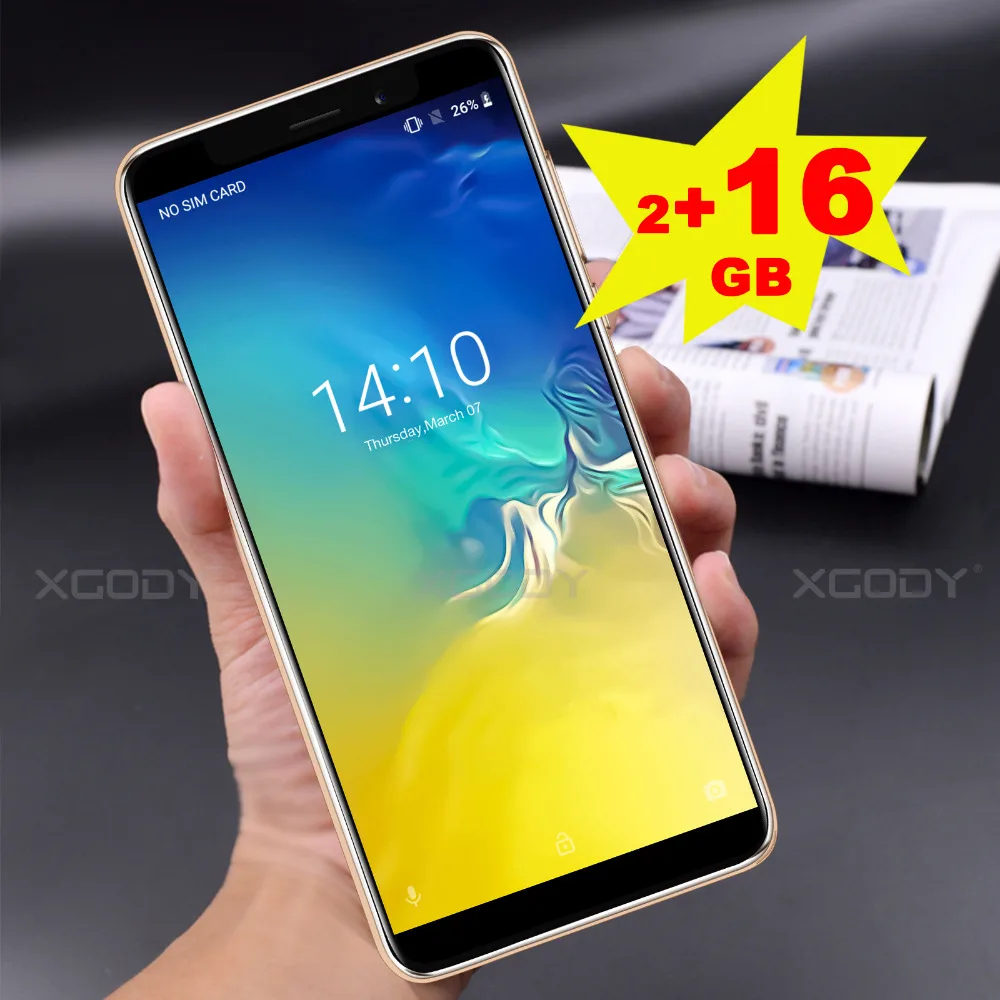 

XGODY NEW 3G Smartphone 5.5'' Android 8.1 MT6580 Quad Core 1.3GHz 2GB RAM 16GB ROM Cell phones 5.0MP 2500mAh Mobile Phone