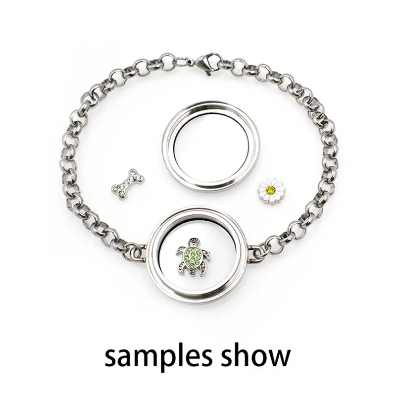 Bracelet Jewelry 316L Stainless Steel Living Memory Locket Bangel Bracelets For Women 30mm Floating Charms Lockets DIY Jewelry Making Gift