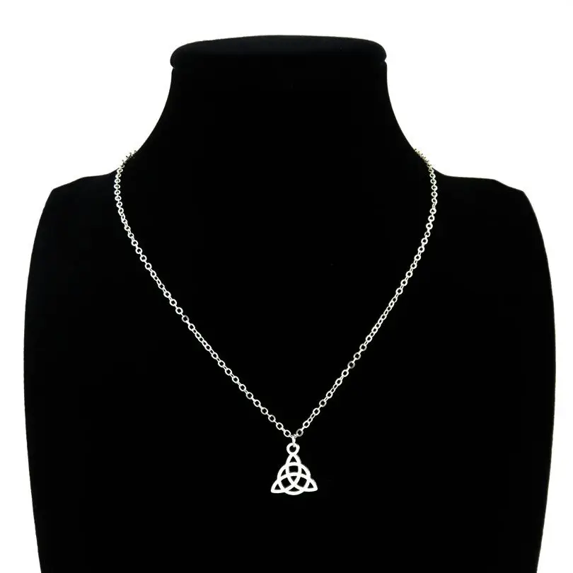 R1595 16 4 серебряная круглая подвеска трикетра Цепочка Воротник чокер ожерелье 18