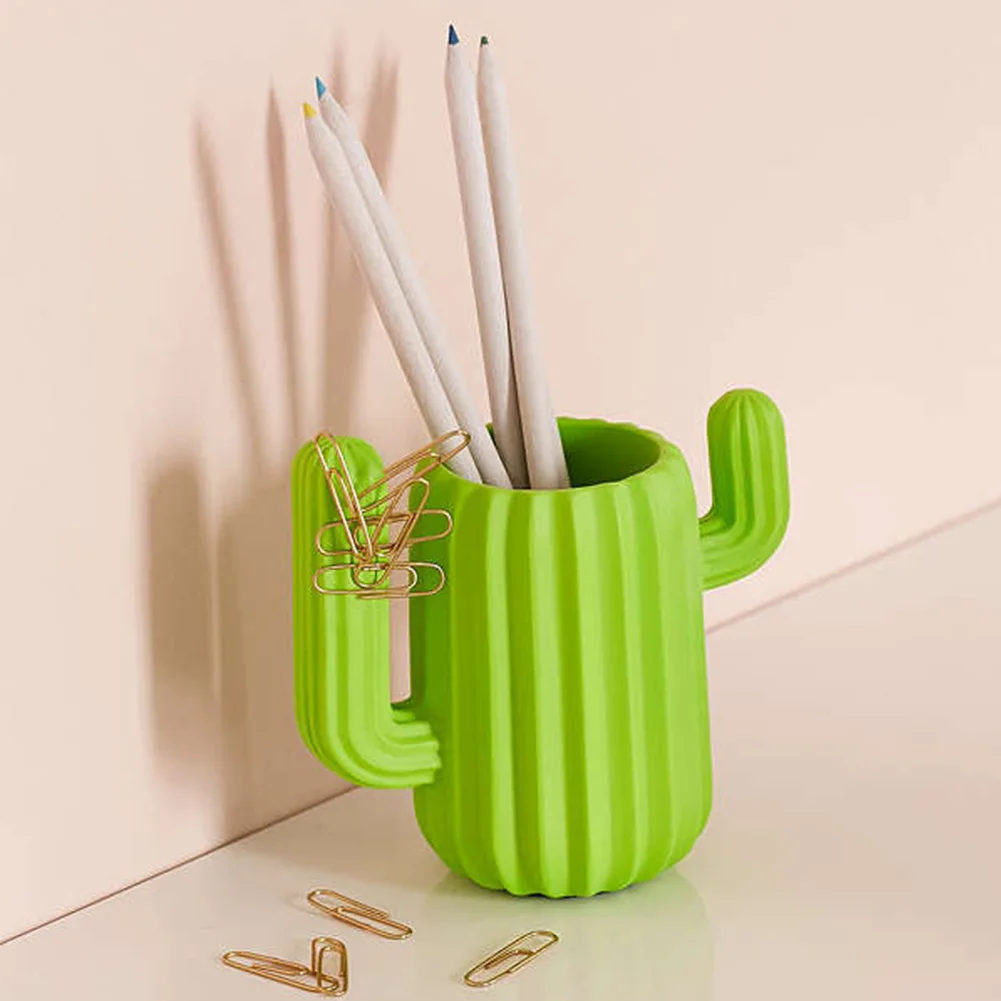 

Pen Holder Multifunctional Student Home Fashion Container Office Desktop Organizer Storage Magnetic Attraction Cute Cactus Style
