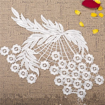 

LP-DA85 white embroidery flower patches lace applique collar wedding dress formal dress accessories fabric 150MM*250MM 10 pcs