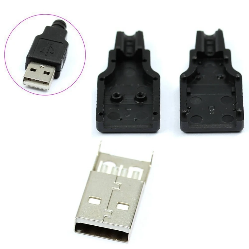 OPQ новинка 10 шт. 4 контактный разъем USB типа A с черной пластиковой крышкой и 5 Micro