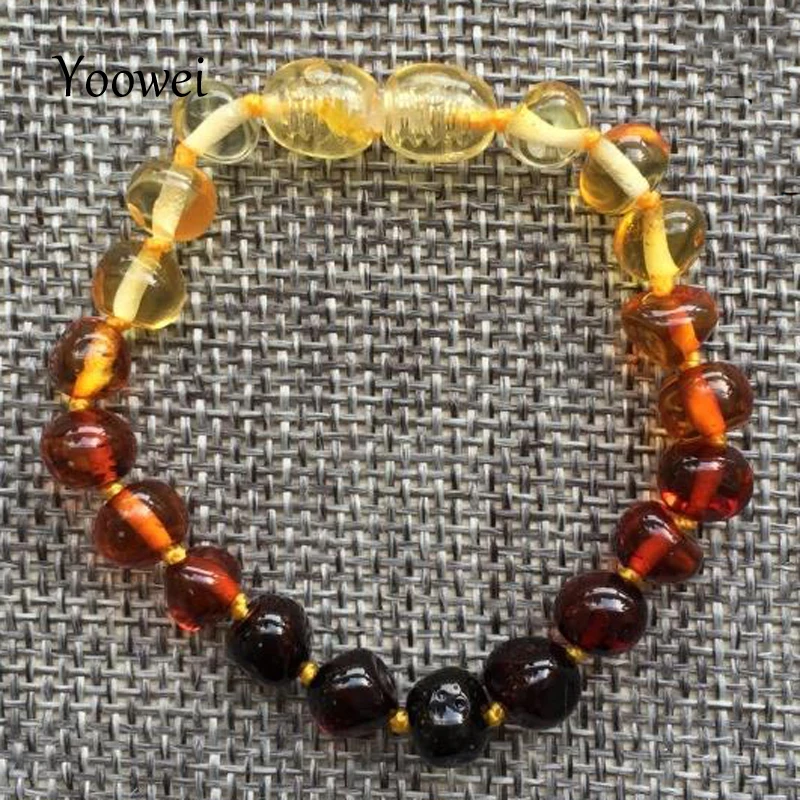 

Yoowei Baby Teething Amber Bracelet for Boys Girl Best Women Ladies Gift Natural Baltic Amber Jewelry Adult Anklet Sizes 13-23cm