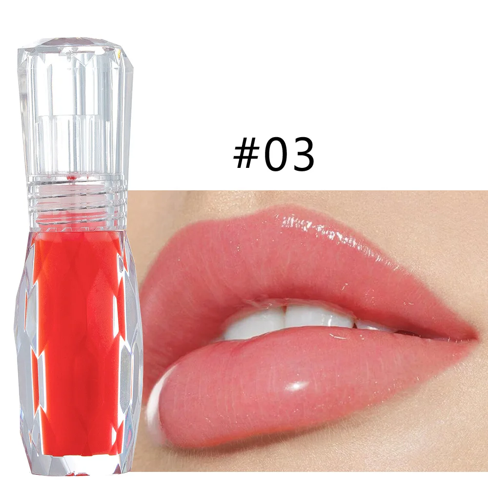 Liquid Tint Lip Gloss Glitter Cosmetic Lip Plumper Red Long Lasting