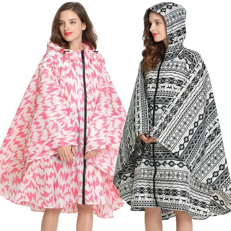 Tanie Moda damska poncho przeciwdeszczowe płaszcz wodoodporny płaszcz przeciwdeszczowy Cape przenośny z kapturem i zamkiem błyskawicznym do uprawiania turystyki rowerowej Freesmily