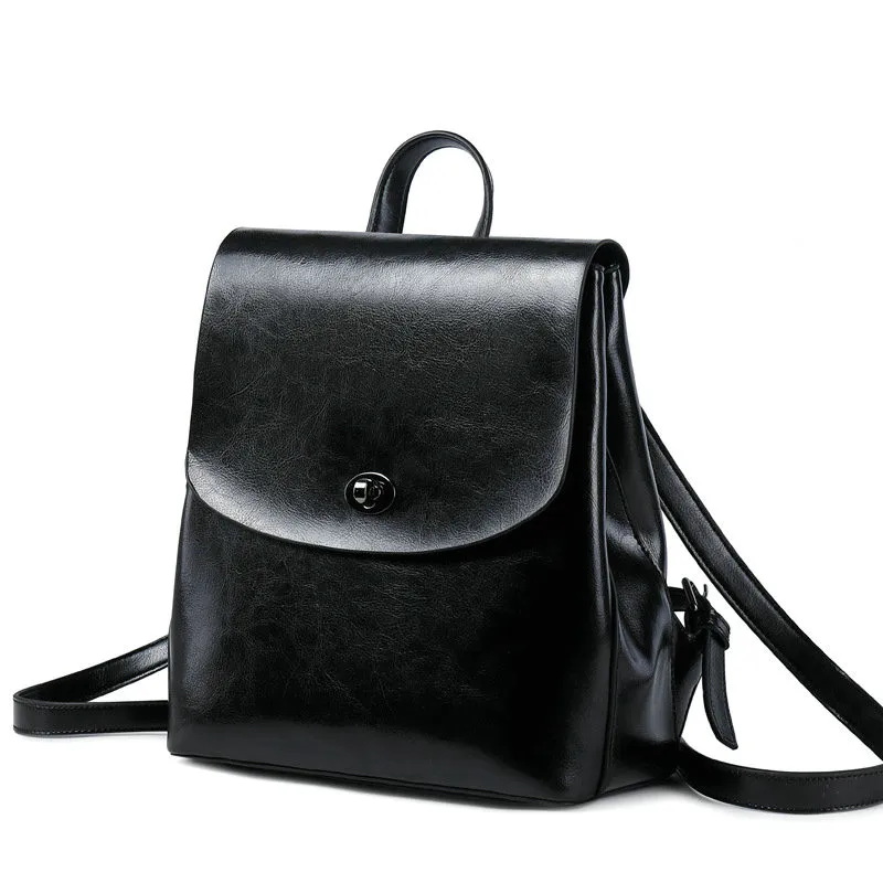 QIAOBAO женский рюкзак из натуральной кожи, сумка на плечо из коровьей кожи, школьная сумка для девочек-подростков, модная качественная Повседневная дорожная сумка - Цвет: Черный
