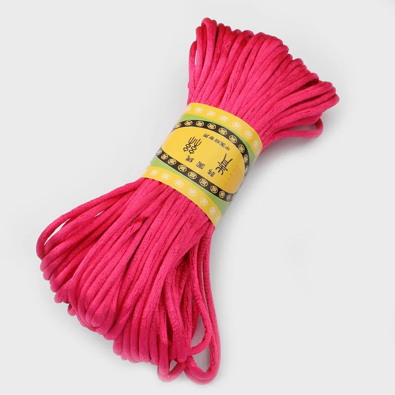 26 цветов 2 мм 20 метров мягкий атласный храповый хвост Шелковый хлопок нейлоновый шнур Бисероплетение веревка DIY ювелирный браслет делая результаты - Цвет: 16