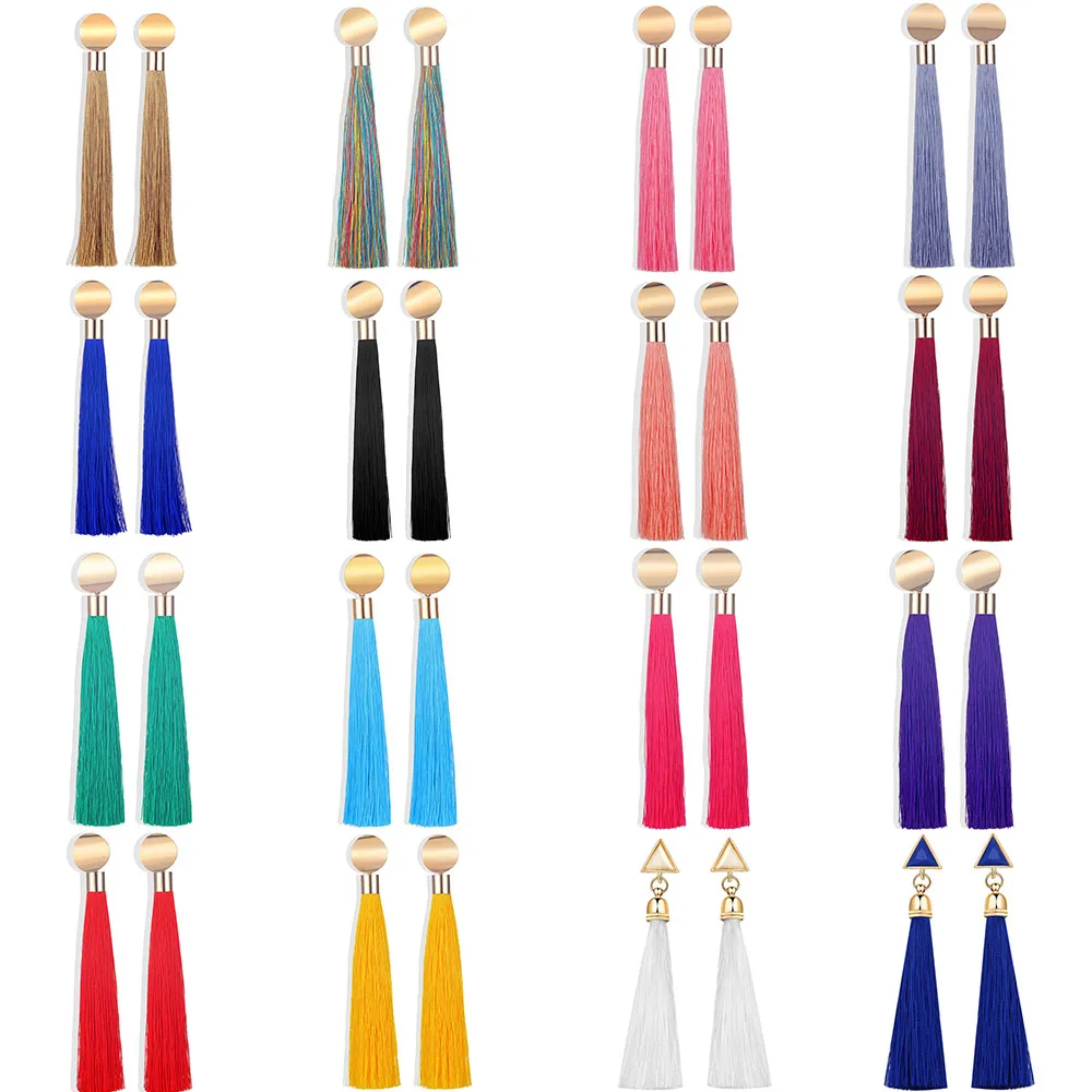 

VKME de ladies earrings jewelry 2019 women's earrings bohemian ethnic style multicolor fringed long earrings earrings new