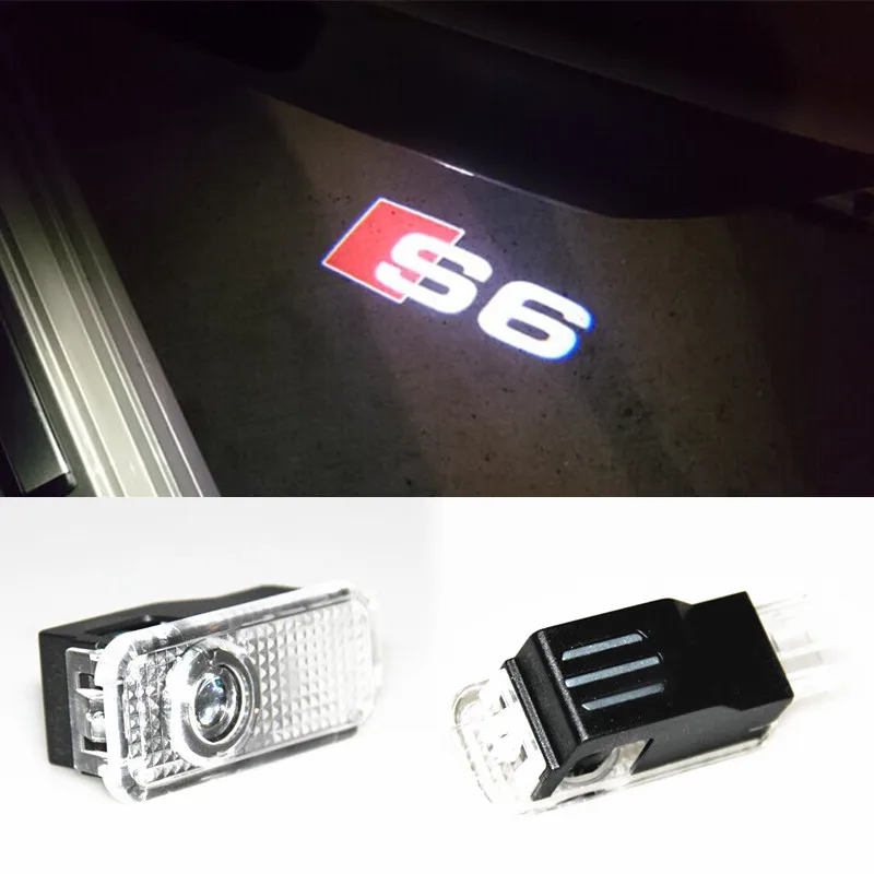 2pcs CAR LED Door Warning Light With S6 Logo Projector For audi a6 S6