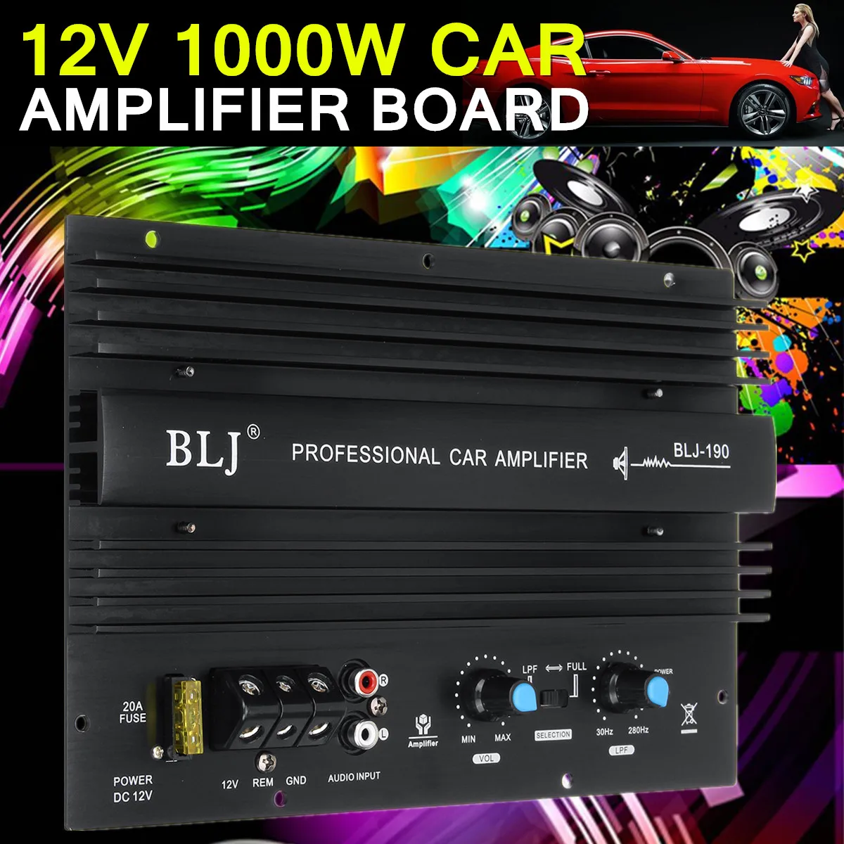 Buy 12V 1000W 105dBA Mono Car Audio High Power Amplifier Amp Board Powerful