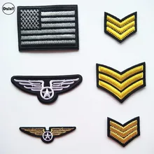 1 PCS Military Rank parches Embroidered Iron on Patches for Clothing DIY Motif Stripes Clothes Stickers American flag Badges @Q